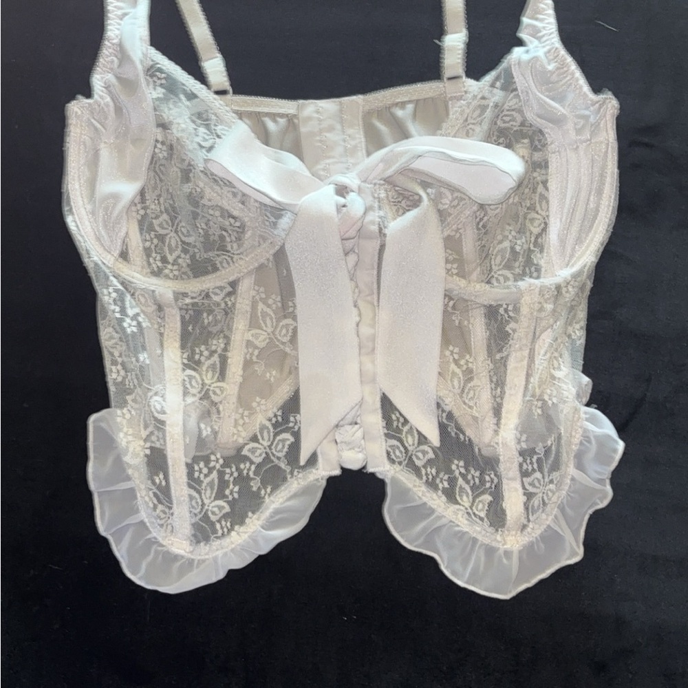 Sheer Lace Corset Bralette in White